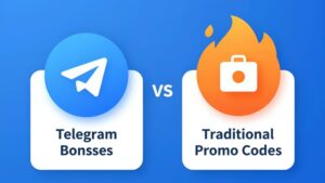 Сравнение современных бонусов в Telegram и традиционных промокодов в иллюстрации от Ред Пикселс